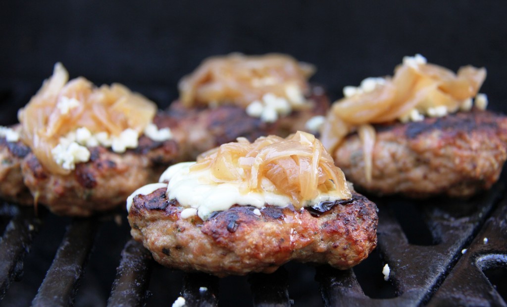 Top 10 Game Day recipes Gorgonzola Chicken Burger with Caramelized Onions