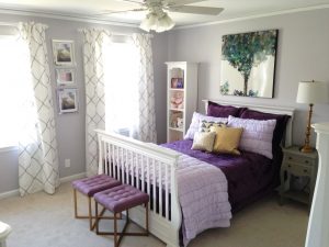 purple and grey bedroom
