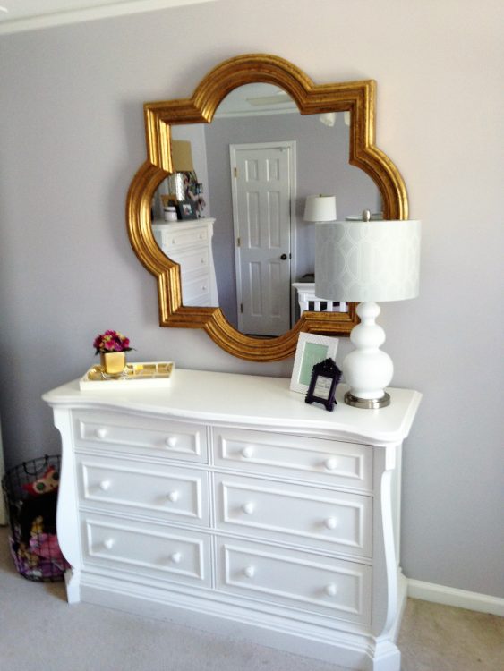 Gold Mirror Over White Dresser, Girl White Dresser With Mirror