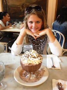 daughter at serendipity in new york city
