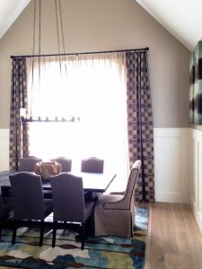 long curtains in casual dining room