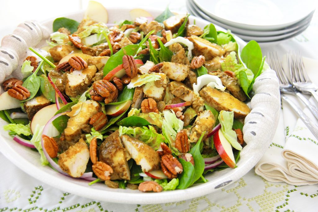 Recipe for Spinach Chicken Salad with Curry Vinaigrette