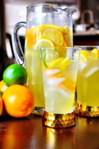 Pitcher and glass of White Wine Citrus SAngria