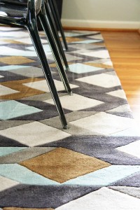 modern rug in dining room