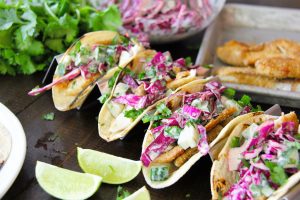 Fish Tacos with Cucumber Slaw