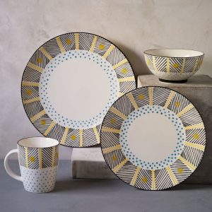 yellow grey dinner set