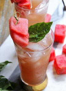 prosecco cocktail with watermelon and vodka