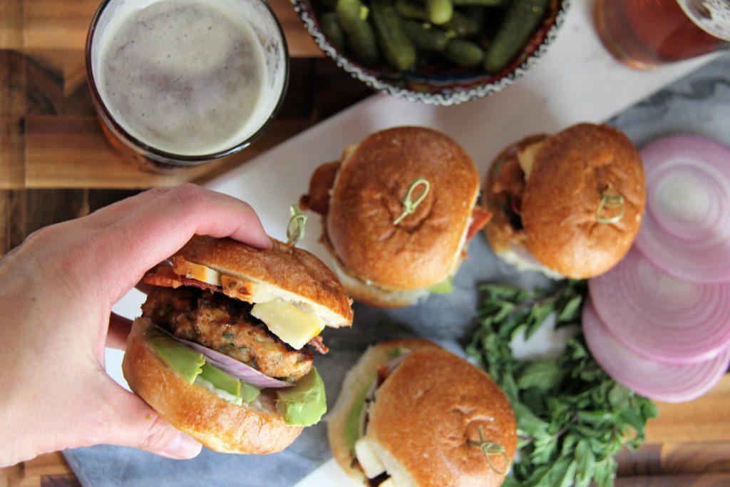 chipotle chicken slider in hand