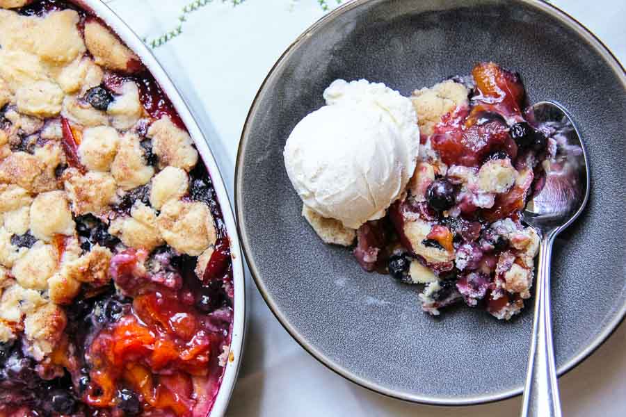 Nectarine blueberry cobbler-6