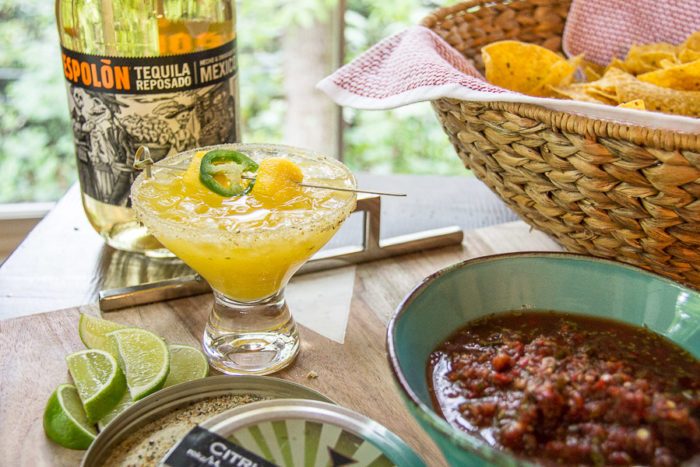 mango jalapeno margarita with ingredients