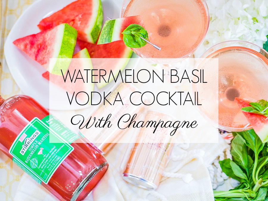 watermelon basil vodka cocktail with graphic