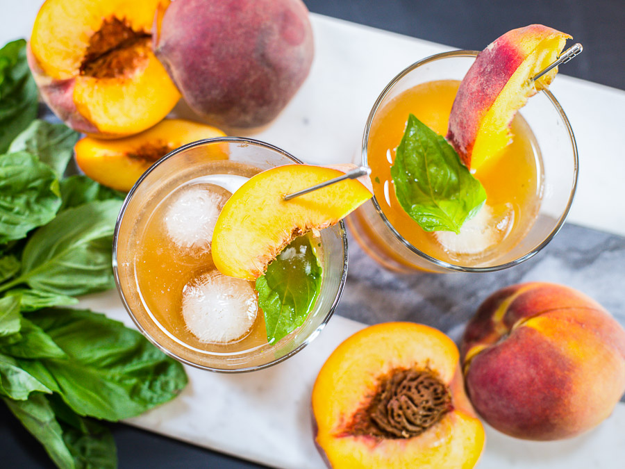 Cherry Peach Basil Mocktail Recipe